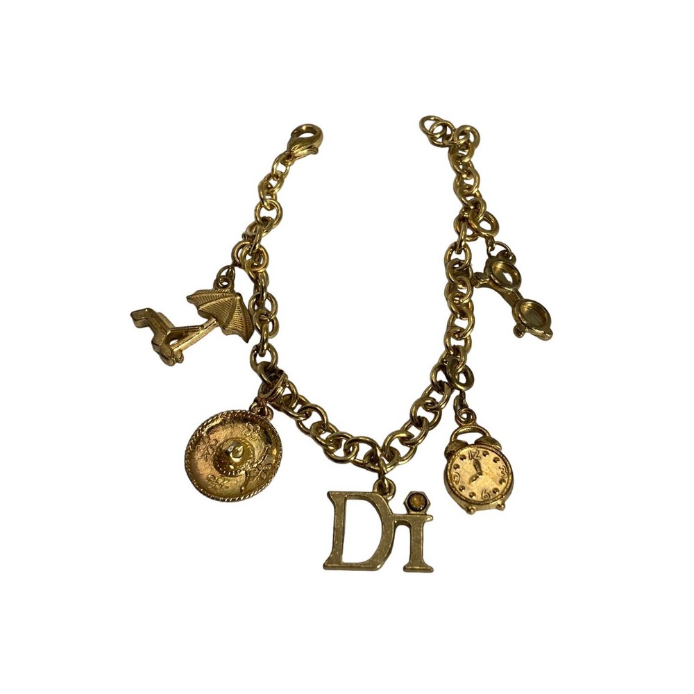 Vintage Gold Tone Beach‎ Theme Charm Bracelet
